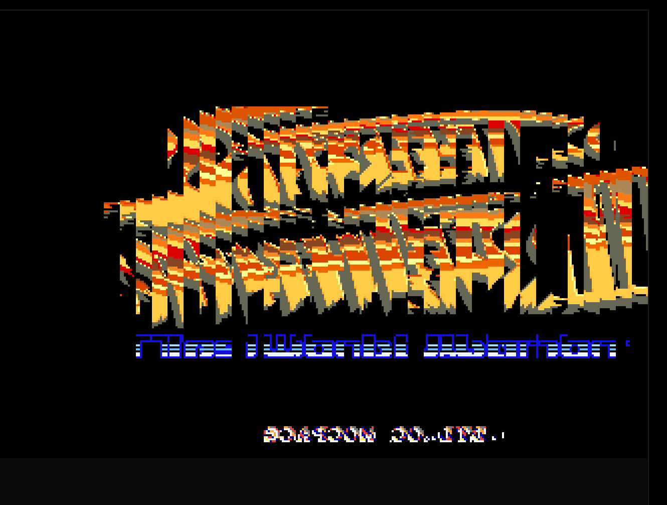 L'écran titre, à peine reconnaissable sous les glitches