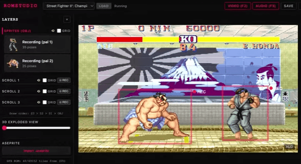 Street Fighter II tournant dans Sprixe — le résultat final